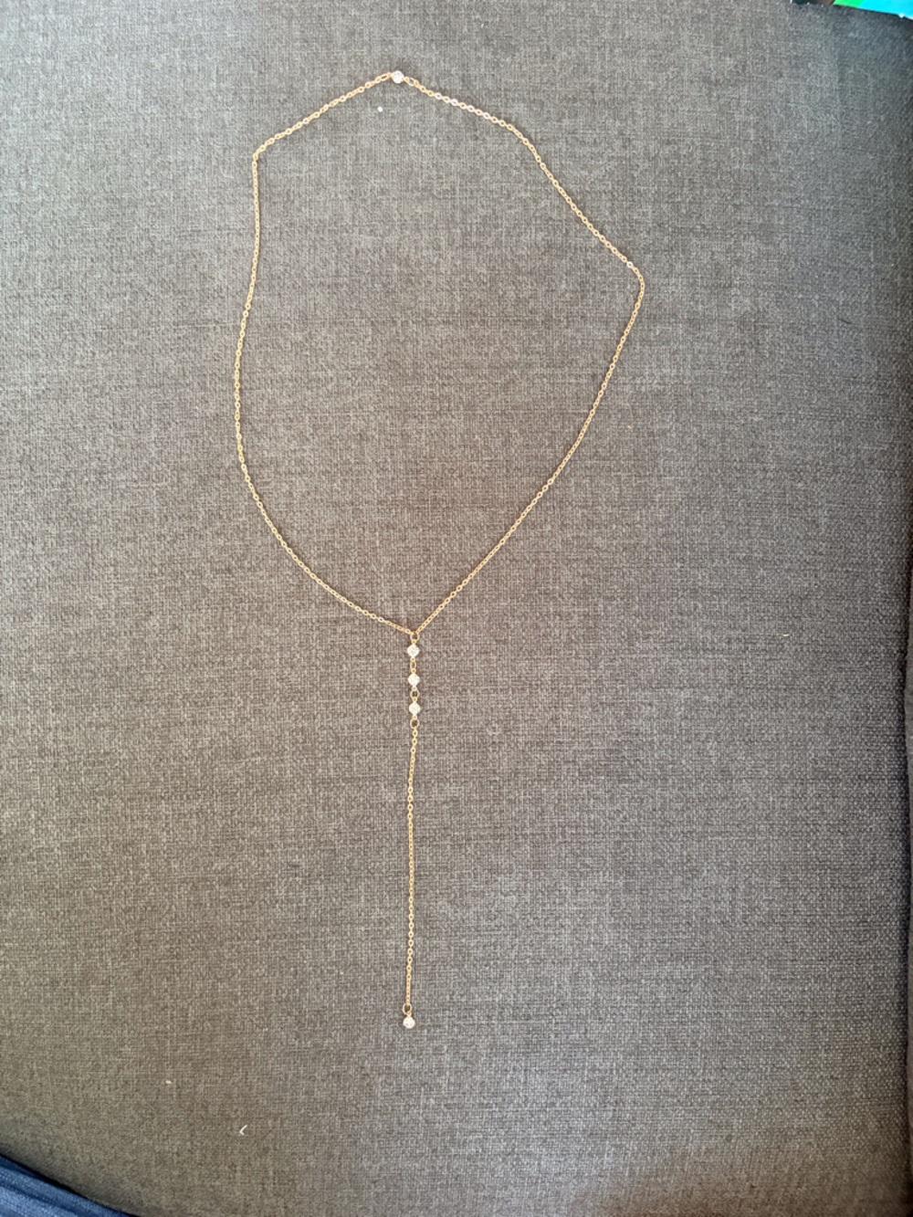 Delicate Gold Y Necklace with Bead Accent